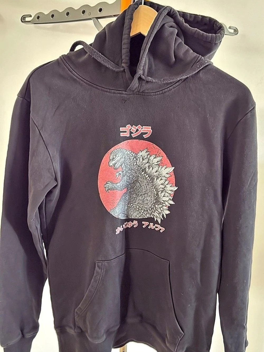 Godzilla Classic Kanji Poster Hoodie Graphic Pullover in Black